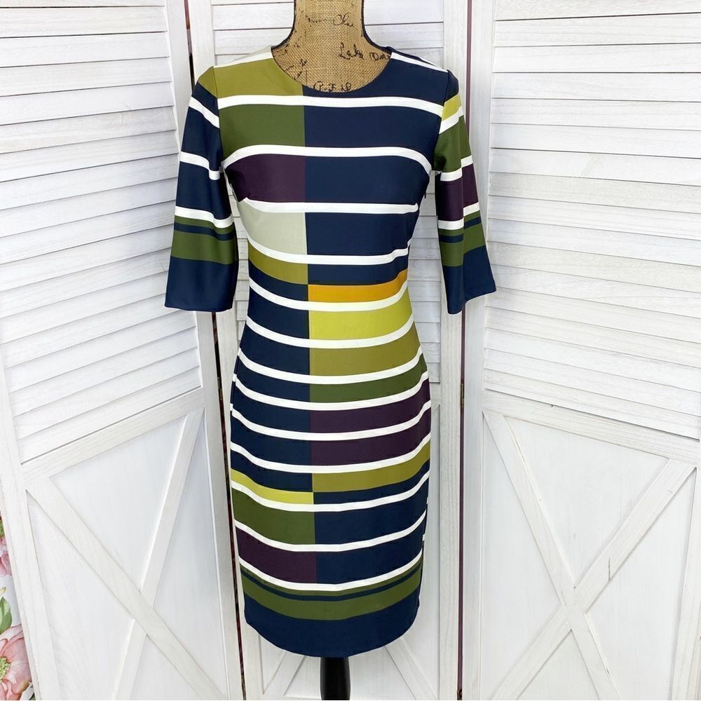 EnFocus Studio Colorblock Stripe Sheath Dress Multicolor 4 Office Professional‎